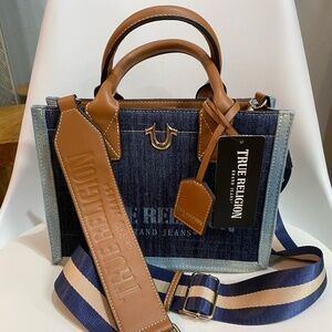 TRUE RELIGION Modern Edge Denim Handbag with Strap. New with Tags!